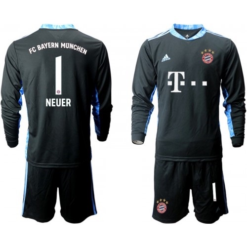 Bayern München Fodboldtrøjer Manuel Neuer 1 Målmand Børn Udebanesæt 2020/21 Langærmet Bayern München Fodboldtrøjer Manuel Neuer 1 Målmand Børn Udebanesæt 2020/21 Langærmet